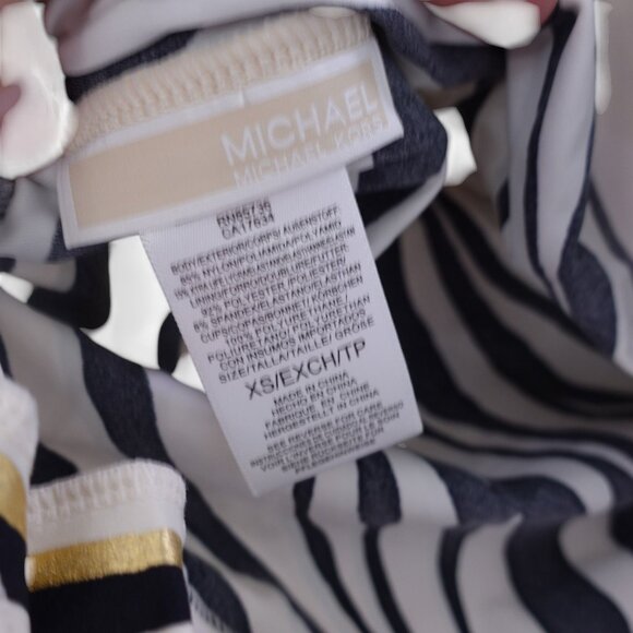NWT MICHAEL Michael Kors Tankini Top Sz XS Black Zebra Print Tie Waist Halter - Picture 9 of 10